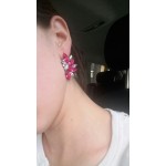Fuchsia Pink Crystal Stone Burst Statement Earrings